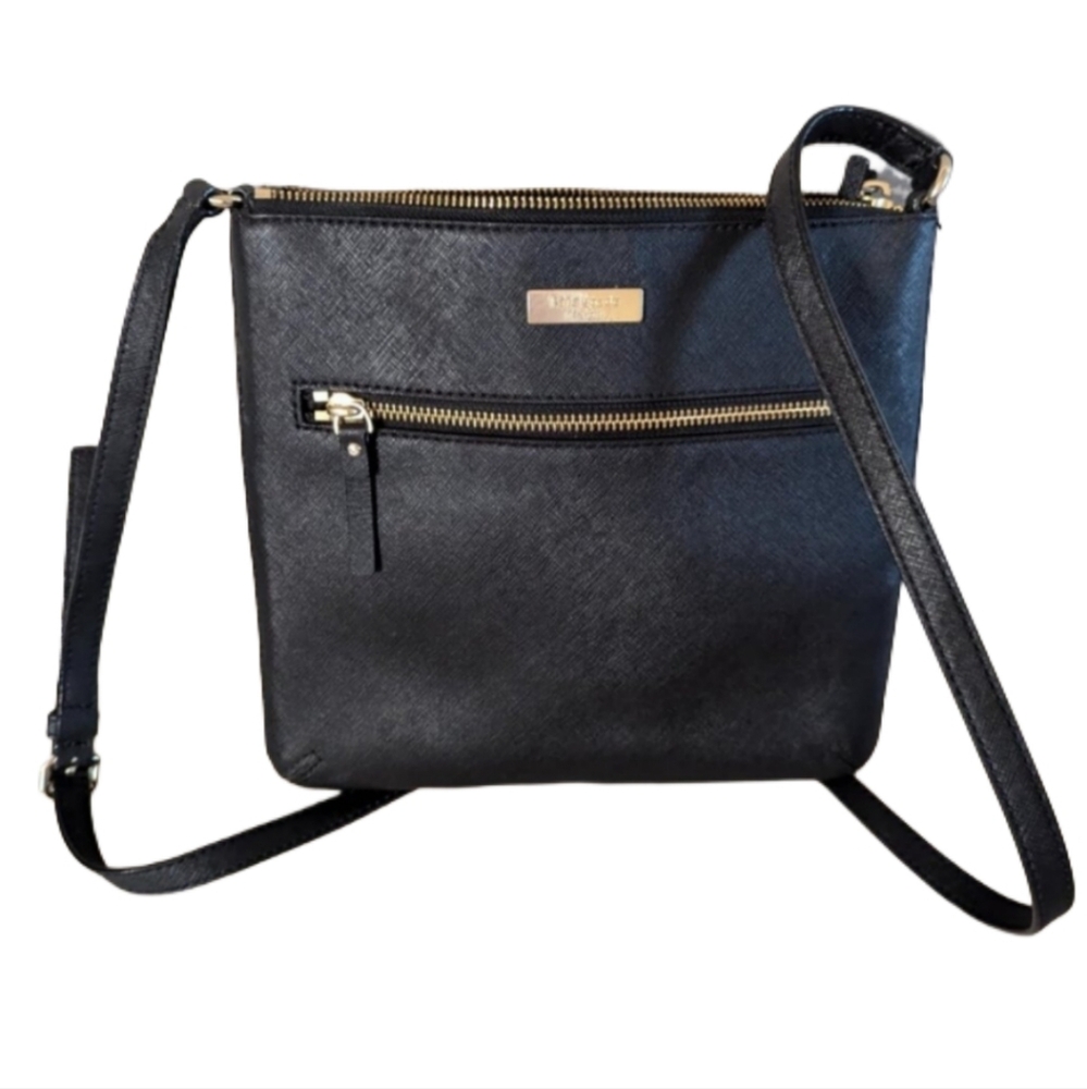 Kate Spade Slender Crossbody Purse Prospect Place Rima Cow Leather Black & Gold